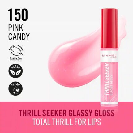 Rimmel Lip Gloss Thrill Seeker | High-Shine Finish - 150 Pink Candy