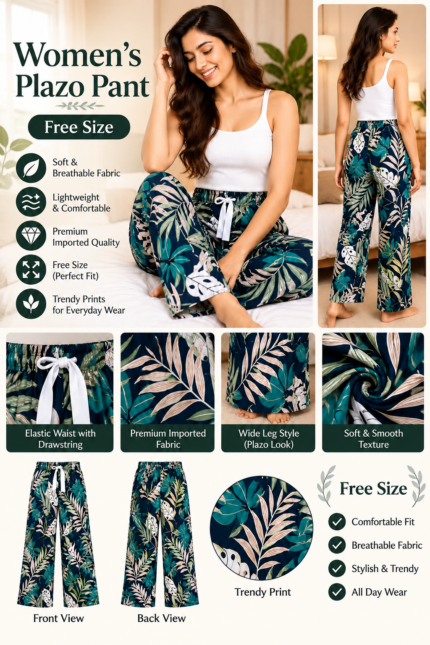 Elegant Botanical Palazzo Pants Catalog