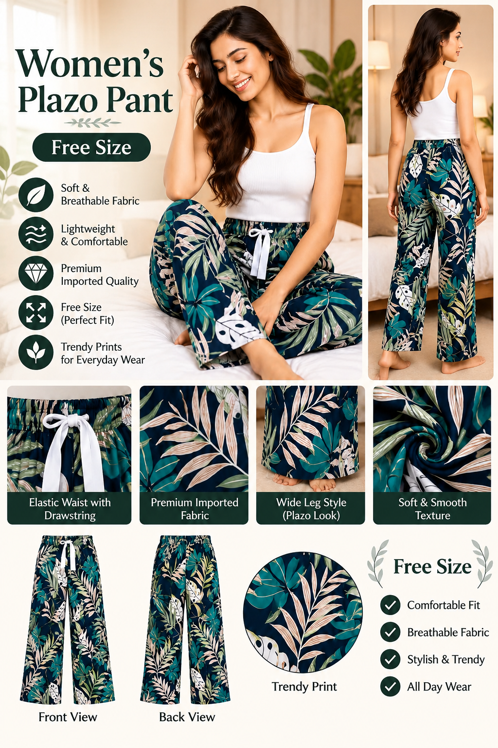 Elegant Botanical Palazzo Pants Catalog Elegant Botanical Palazzo Pants Catalog