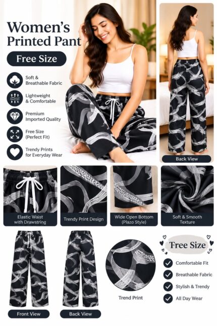 Women's printed palazzo pants design 13